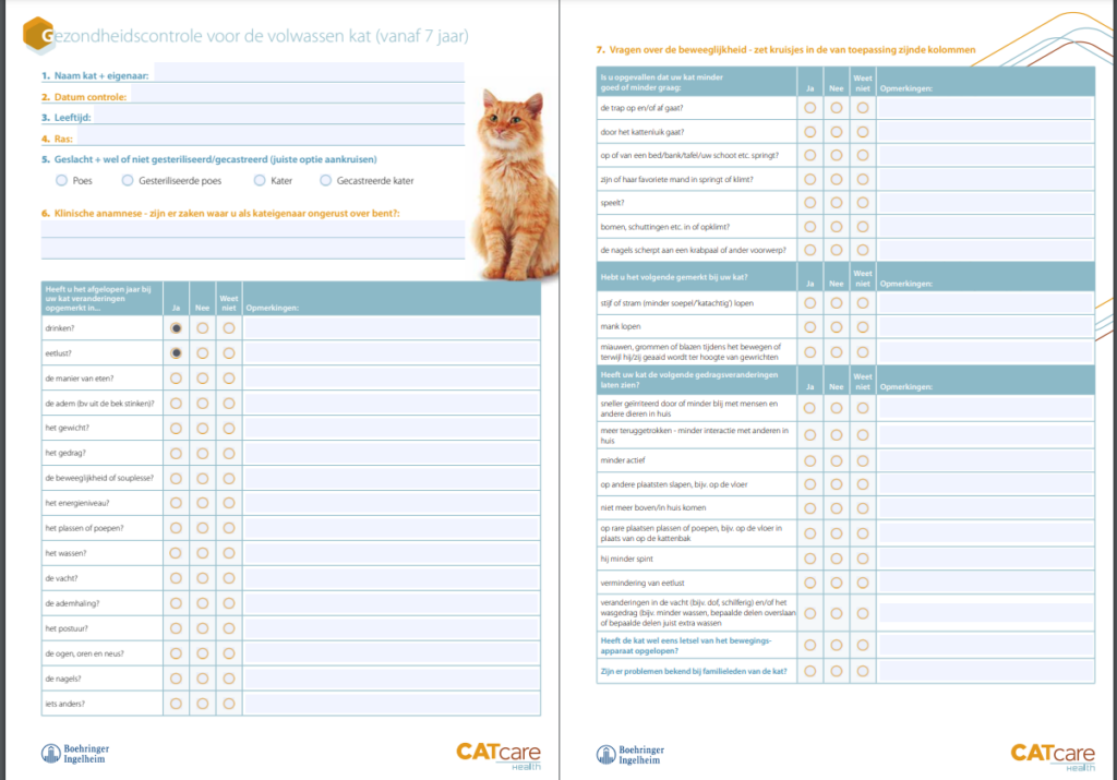 gezondheidscheck senoir kat