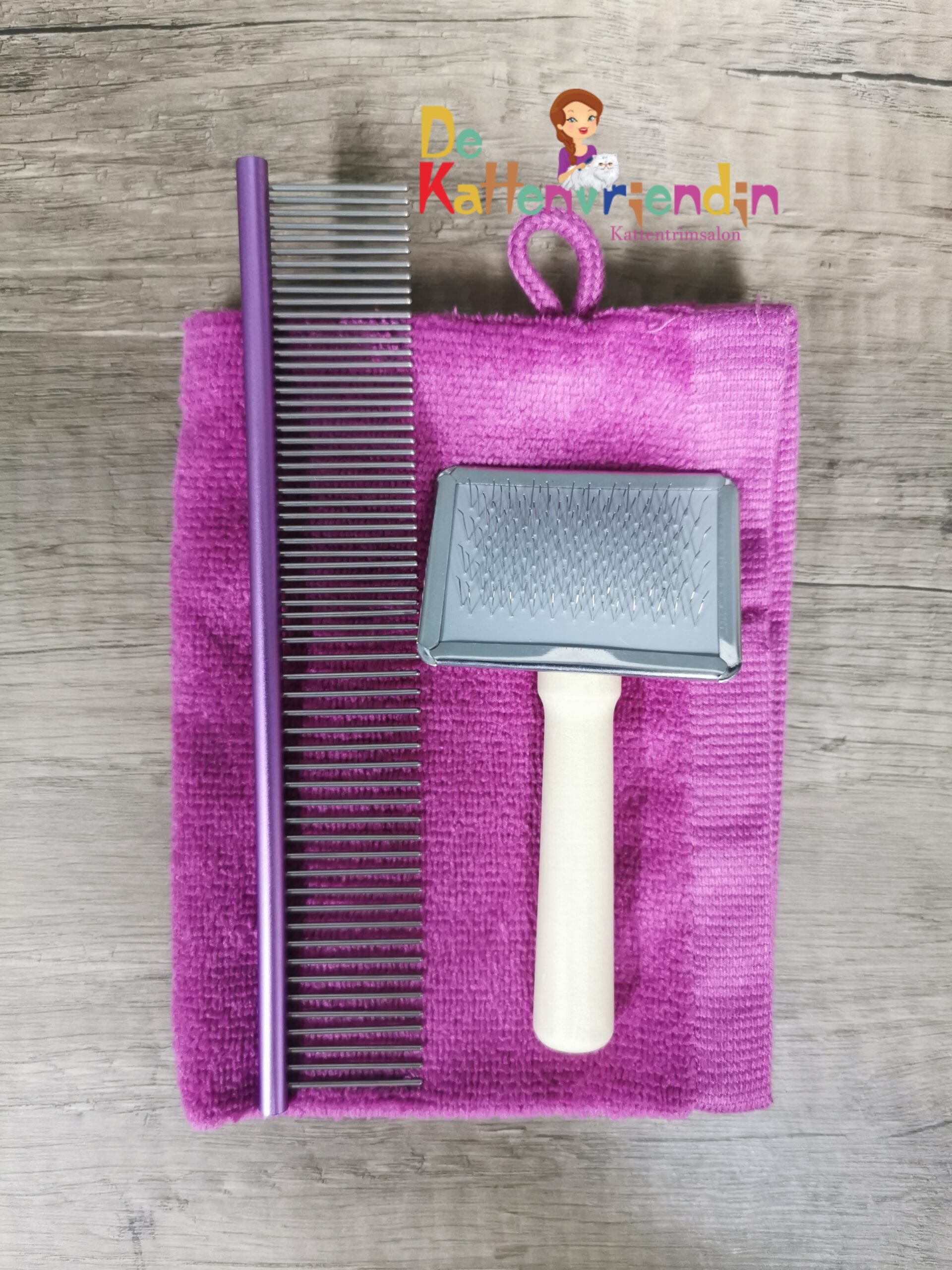 Basis vachtverzorging set kat (Roze)